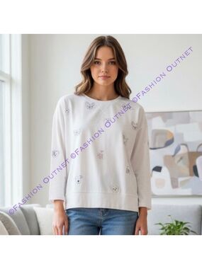 Mesh+Love White Dog Pups Graphic Embroidery tshirt Kitsch '90s Animal Core Sz XL